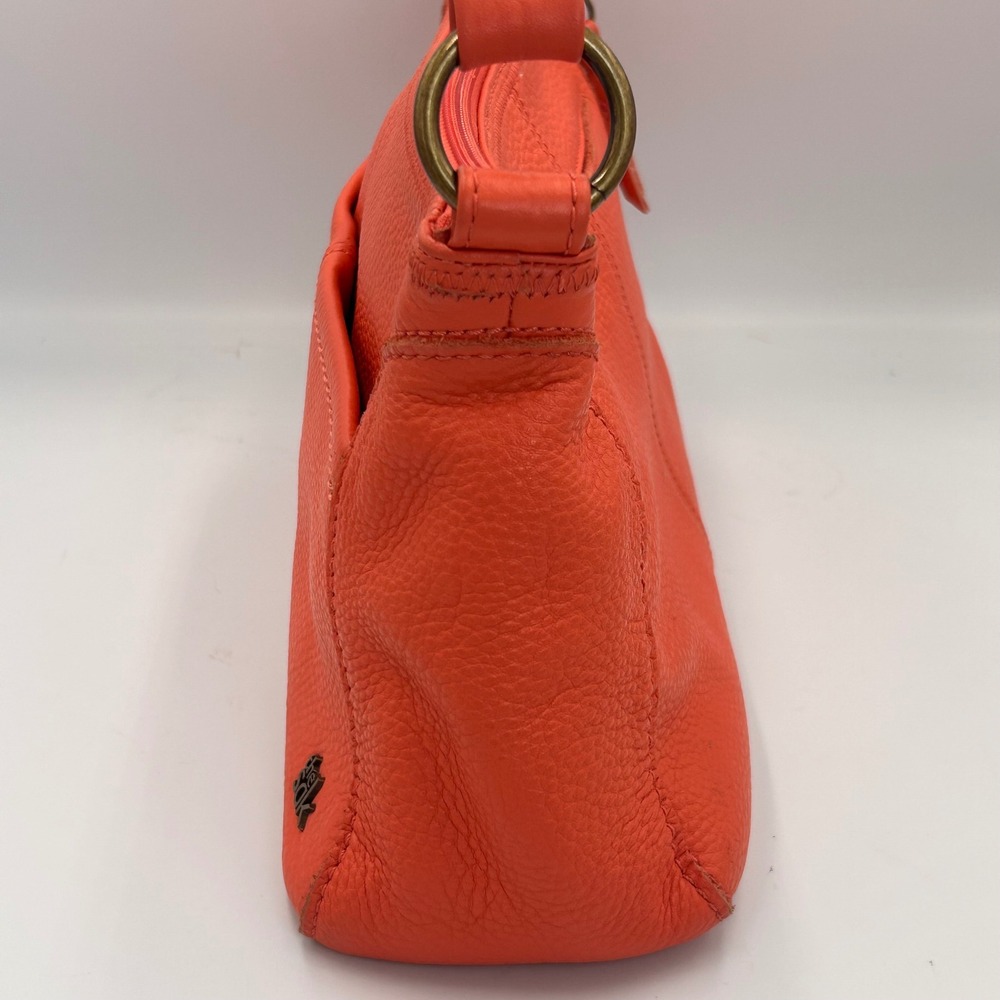 The Sak Iris Orange Pebbled Leather Shoulder Bag Hobo Zip Top 12162 - Picture 11 of 14